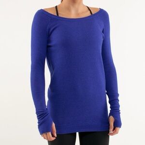 Lululemon Athletica Reversible Blue Off-Shoulder Sweater